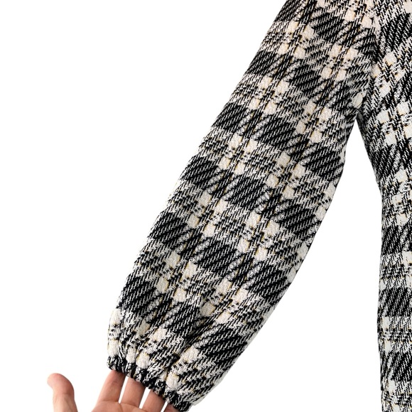 Ivy City Co Anne  Black White Plaid Tweed Mock Neck Sheath Dress Sz L - Picture 11 of 14